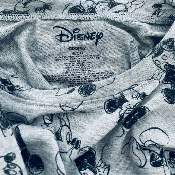 Disney Mickey & Minnie Mouse Gray Print T-Shirt Top S - Picture 3 of 3